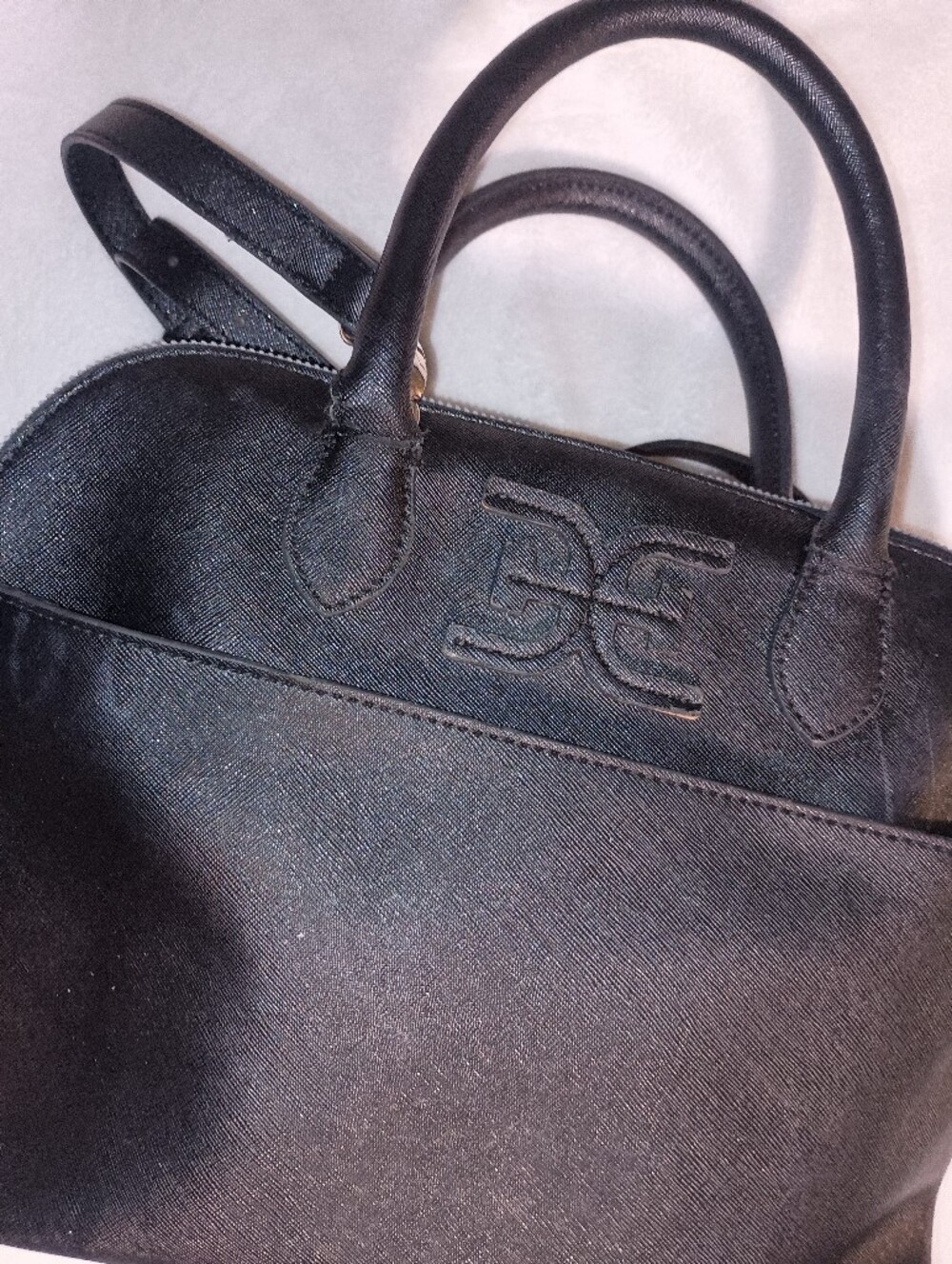Sam Edelman CROSSBODY BAG/Black Vinyl  with Handles & Adjustable Strap